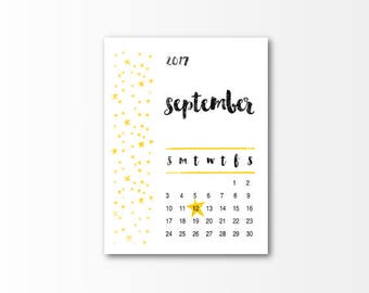 Pregnancy Announcement Calendar, Printable, New Baby Announcement Calendar, Modern Stars