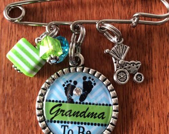 GRANDMA-To-Be Pin, Grandma Gifts, Grandma To Be, Babyshower Favors, Babyshower-Gifts, Grandma To Be Gift, New Mommy Gifts, Blue Babyshower