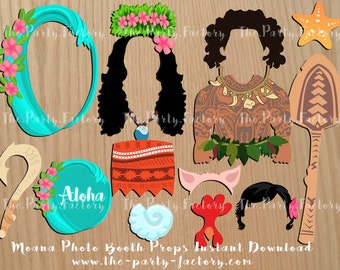 Moana themed Photo Booth Props Instant Download, Digital File, Printables