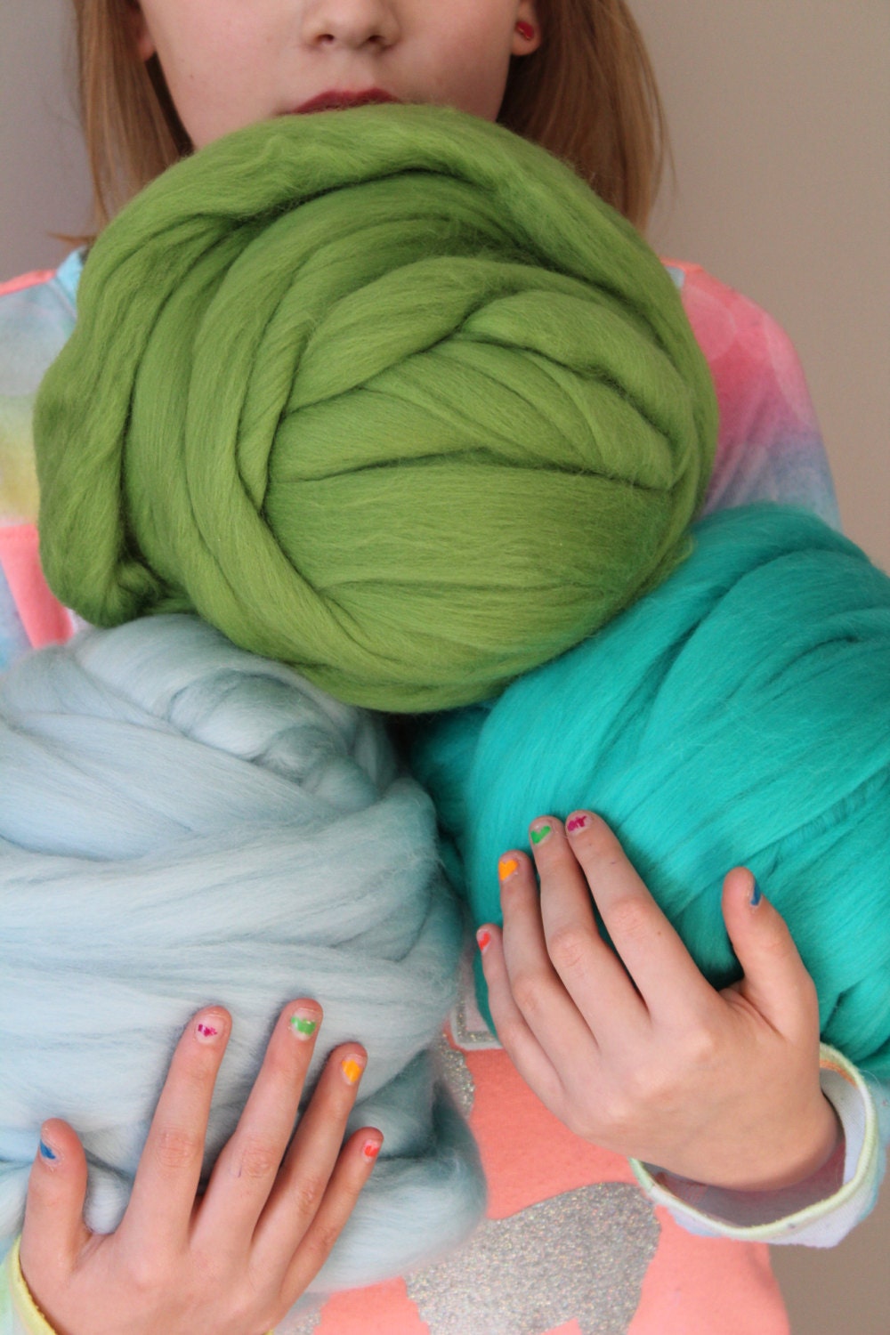 Big Yarn, Green Shades, Giant Super Bulky Chunky Yarn, Big Stitch