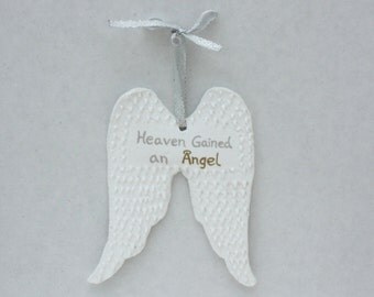 Angel Wings Ornament, Personalized Angel Ornament, Angel Ornament, Memorial Ornament, Bereavement Ornament, Memorial Gift, Heaven Ornament