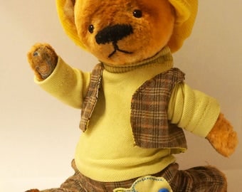Brown Teddy Bear artists Gavroche , Teddy Bear artists , handmade toy , OOAK teddy bear with , Teddy in a suit
