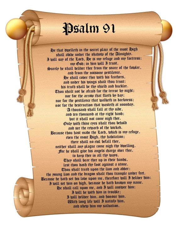 Psalm 91 Poster. A4 Bible Poster Psalm 91