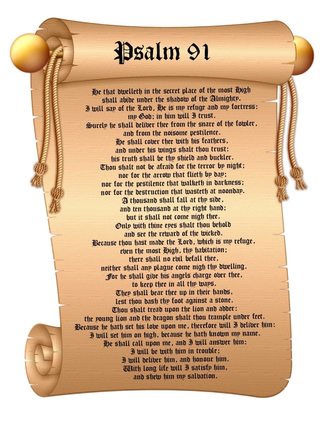 verses kjv bible about version love A4 Psalm 91 91 poster. poster Bible psalm