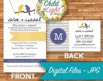 Chloe + Isabel Business Cards - Custom Business Card - Blue and Yellow - Monogram - Personalized Cards - Print Your Own on Vistaprint