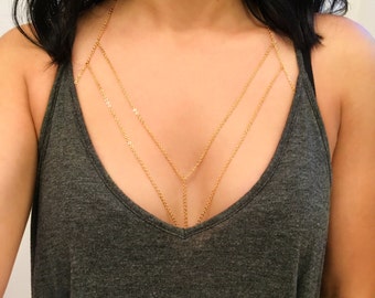 Double Layer Chain Bralette (Gold or Silver) Body Chain, Chain Bra, Body Harness, Body Jewelry, Necklace Bra, Bra Chain