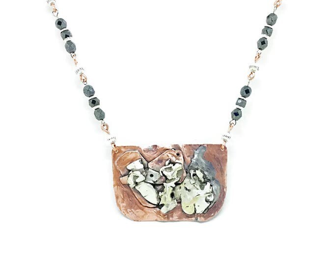 Mixed Metal Pendant, Copper & Fine Silver Pendant, Silver and Copper Necklace, Gemstone and Metal Necklace