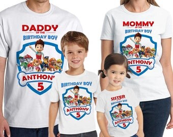 Paw Patrol Birthday Shirt Personalized Paw Patrol Add Name & AGE GIFT FAVORS Custom Paw Patrol TShirt 05