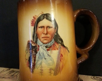 Beautiful USONA Goodwin Portrait Mug of Native American Indian