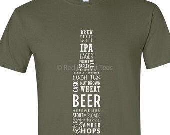 Mens TShirt, TShirts For Men, Mens Tee Shirts, Mens T Shirts, Beer Shirt, Beer Bottle Subway Art, Mens Beer Shirt, IPA Shirt, Bottle Shirt