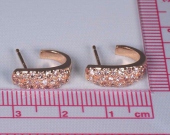 14K Rose Gold Diamond J Hoop Earrings