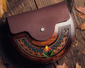 Brown Wooden Bag - Wood shoulder bag - handbag - ethnic bag - Woman handbag - Birthday gift - Messenger Bag - Crossbody bag - Ladies Bag