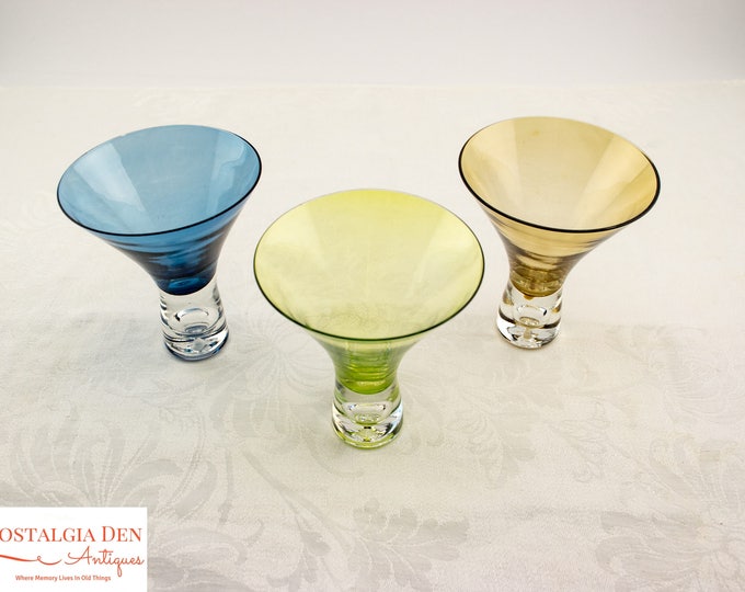 Retro Hand Blown Flared Multi Color Shot Glasses | Multi Color Shots | Mid Mod Barware