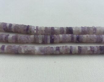 2 strands of Amethyst lace Agate 4-6mm rondelle beads 8" each