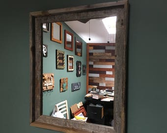 Barnwood Reclaimed Wood Mirror in Box Frame - 20 in. x 23 in. (FREE SHIPPING)