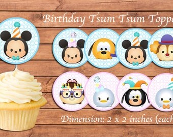 Tsum Tsum Cupcake Toppers. Tsum Tsum Birthday Party. Party Supplies. Baby Shower. DIGITAL FILE