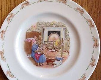 Vintage Royal Doulton Bunnykins Family Bath Time Plate