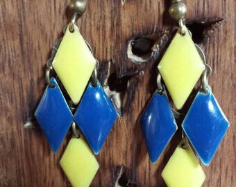 Earrings yellow and blue Mint