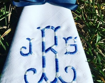 Linen Like Hemstitched Monogrammed Napkins, Set of 4 +