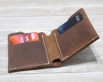 Minimalist Men's Leather wallet, Men's Wallet, Leather Wallet, Minimal Leather Wallet, thin leather wallet