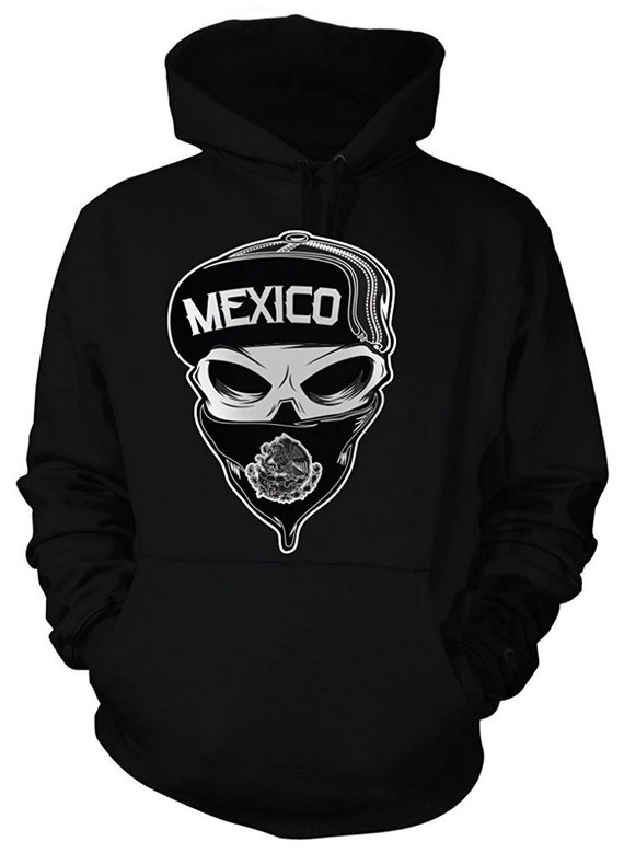 Mexico Skull Hoodie Black / Whte Chicano Wear