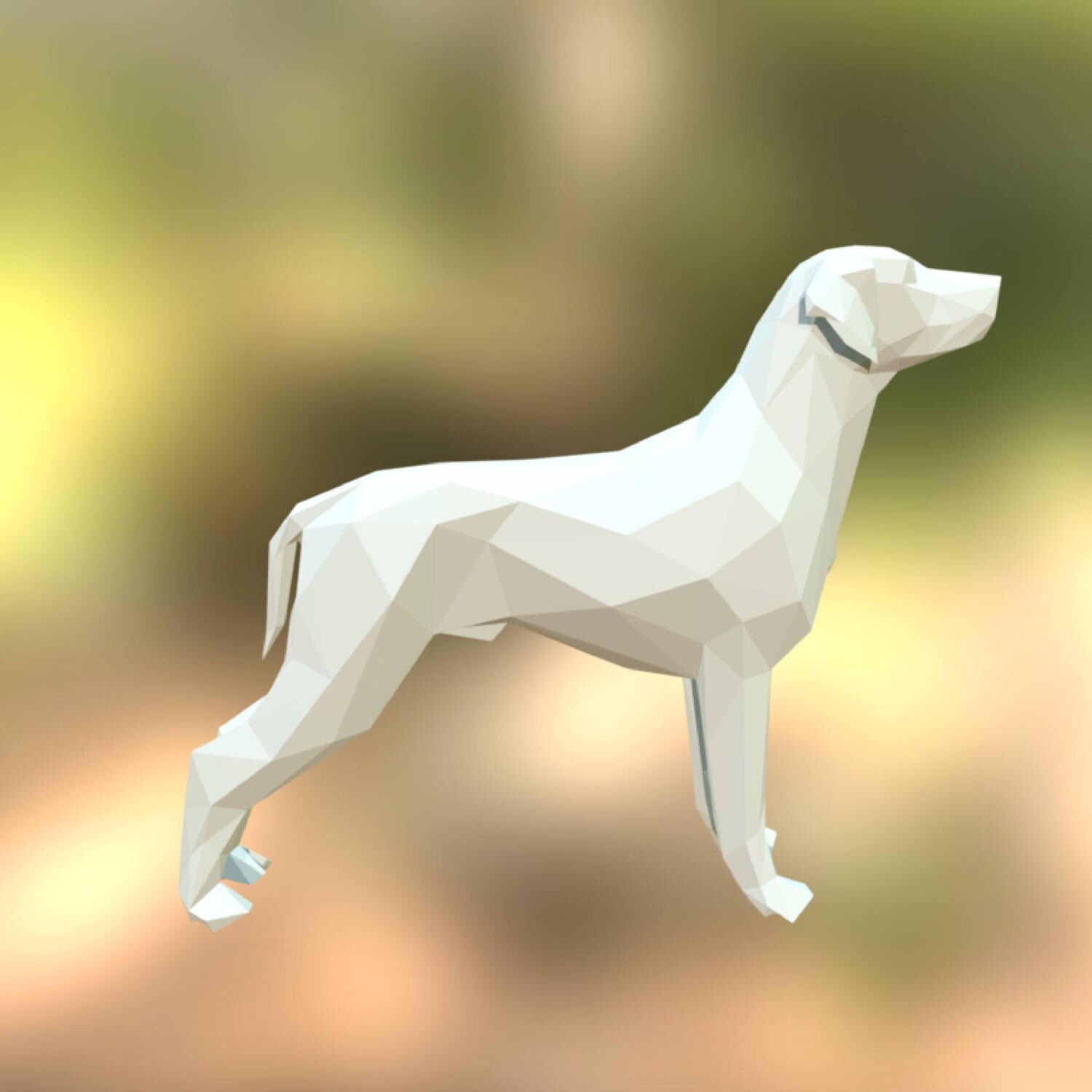 Printable DIY template PDF. Dog low poly paper model. 3D