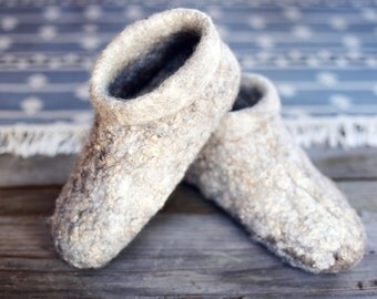 Felted slipper boots, boiled wool shoes, home slippers, organic wool home footwear, warm and dry slippers, valenki