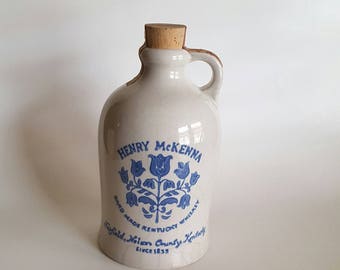 Sealed 1968 HENRY MCKENNA whiskey, 4/5 Quart aged Kentucky whiskey, Vintage whiskey crock
