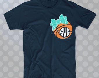 Basketball SVG, Basketball monogram svg, bow svg, Basketball shirt, Basketball Monogram, dxf, Basketball , download, cricut, silhouette, svg