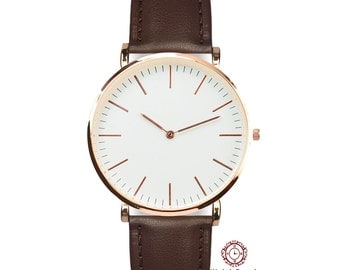 The Classic Brown - Hand Made Water Resistant Gold Wrist Watch (Brown Leather ) mens watch, ladies watch, gift idea, FREE SHIPPING!