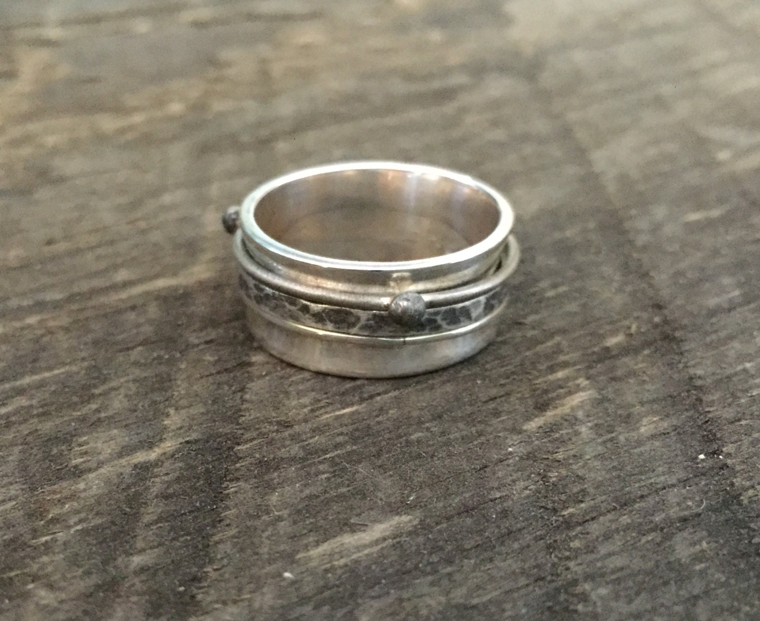 Sterling silver spinner ring hand fabricated