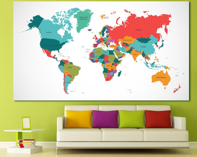 Push pin geography world map canvas, world travel map push pin travel map world map pinboard pin map colorful world map with country borders