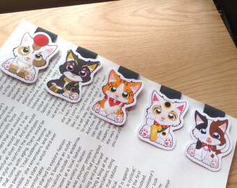 Cat Magnetic Bookmarks, cat bookmarks, lucky cat, magnetic bookmark, magnet page marker, book lover gift, anime bookmark, magnet bookmark