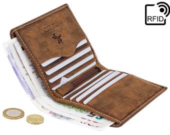VISCONTI Leather Wallet - Oil TAN - Hunters Collection - Card Case - 705 - Bi-Fold - RFID Wallet - Small Wallet - Man wallet - Card Holder