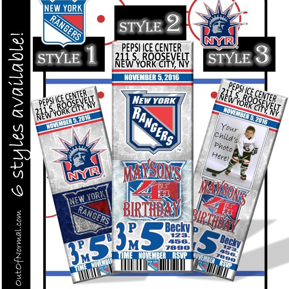 SALE New York Rangers Birthday Invitation Tickets Hockey
