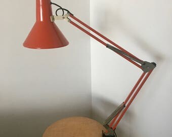 Vintage coral red architect lamp 1970