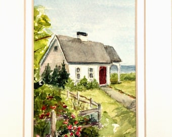Cape Cod Painting, Original Watercolor Painting, Cape Cod, Original Painting, Landscape, House on Cape Cod, 4x6, Chatham, Watercolor Art