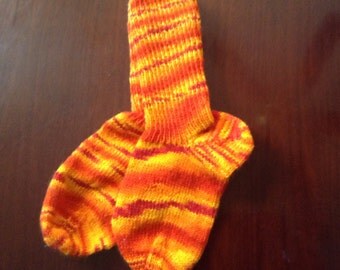 Bright Orange Hand Knit Socks