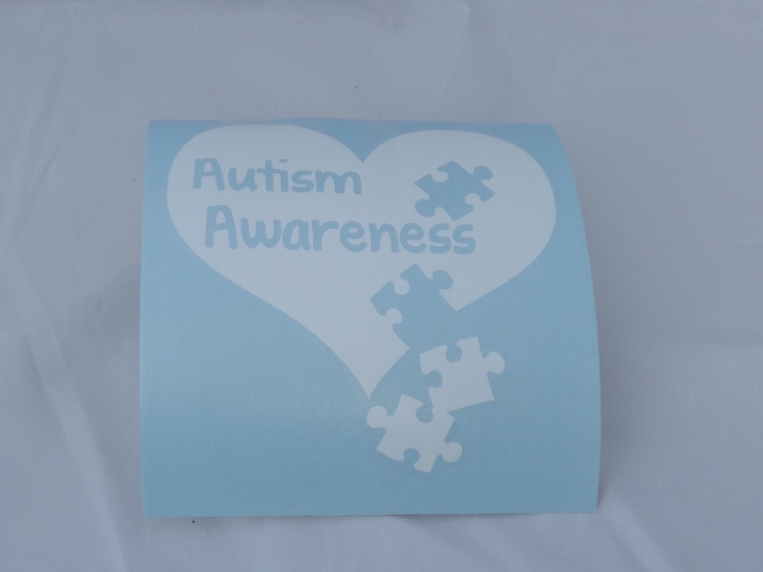 Autism Awareness Vinyl Car Decal Heart Puzzle Piece White 