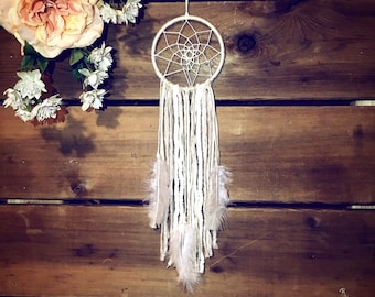 Vintage off white dream catcher, shabby chic dreamcatcher, nursery decor, tribal decor, white dream catcher, wall hanging, boho dreamcatcher