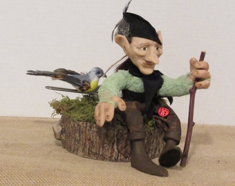 OOAK Art Doll, Polymer Clay Doll, "Wallace" The Woodsman, Handmade Doll, by Susan Massey **Free Shipping