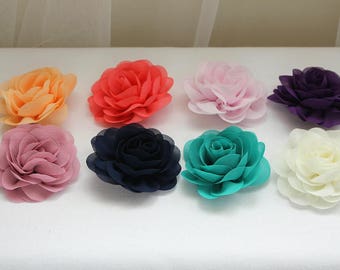 Rose hair clip, flower hair clip, chiffon flower, flower hair grip, flower girl hair grip, bridal hair grip, chiffon rose, bridesmaid hair