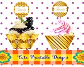 Artículos similares a Printable Cupcake Toppers Customizable, Printable ...