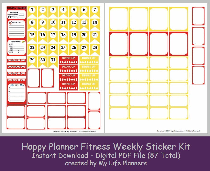 CLASSIC Fitness Happy Planner Sticker Kit Printable Planner