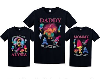 Trolls Birthday Shirt, Trolls Custom Shirt, Personalized Trolls Shirt, Trolls family shirts, Birthday t-shirt for girls and boys