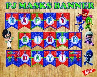 pj masks banner, pj masks birthday, birthday banner, pj masks party, pj masks,pj masks party favor, birthday banner, pj masks sign, pj mask