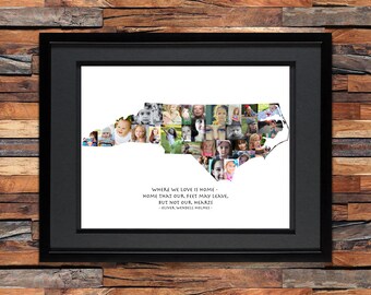 North Carolina Photo Collage - North Carolina SVG - North Carolina Wall Art - North Carolina Map - North Carolina Art - Free Shipping!