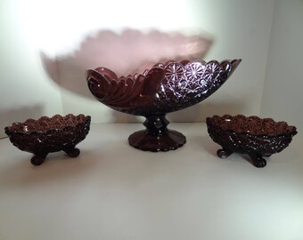 VINTAGE Purple Amethyst DAISY & BUTTON Console Set