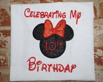 Celebrating minnie/minnie birthday shirt/ Disney birthday shirt/minnie mouse birthday shirt, minnie mouse bow