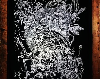 sew on patch back-patch screen printed demonic patch occult back patch chaos patch black magic patch black metal patch nightmare patch